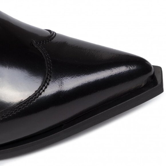 NEW Msgm Tonchetto Women's Glossy Ankle Cowboy Boots Black - Picture 5 of 14